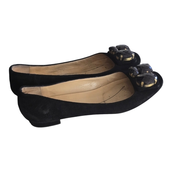 Kate Spade Ballet Flats Womens Sz 9B Black Embellished Rhinestones Suede - Picture 1 of 14
